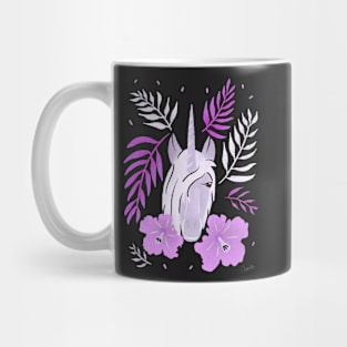 Unicorn and Hibiscus Pink White Floral Pattern Mug